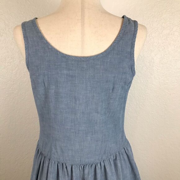 Vintage cottage core chambray white eyelet button front dress S/M - Picture 6 of 7